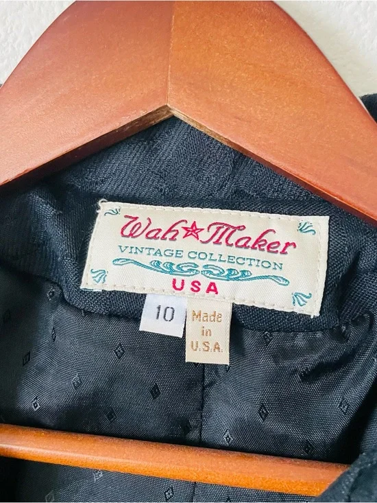 Vintage Wahmaker SIZE 10 & 12 black Victorian floral style jacket and skirt set - Picture 5 of 15